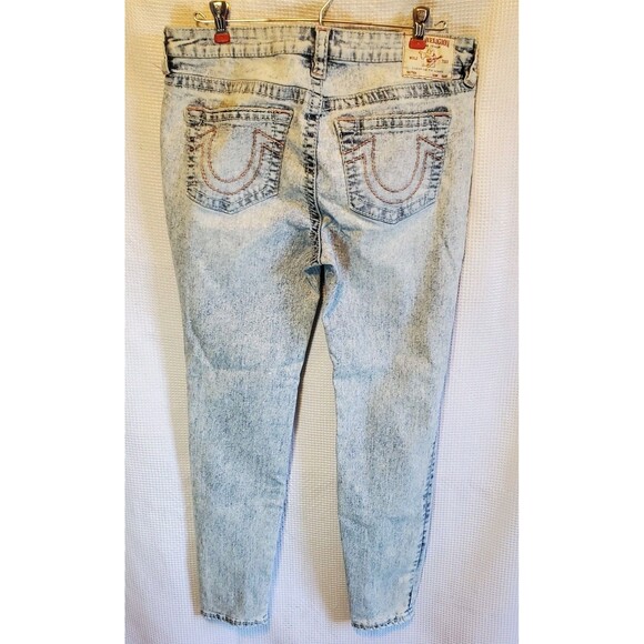 TRUE RELIGION Jennie Curvy Mid Rise Skinny Jeans Women’s Size 30 Acid Light Wash - Picture 2 of 14